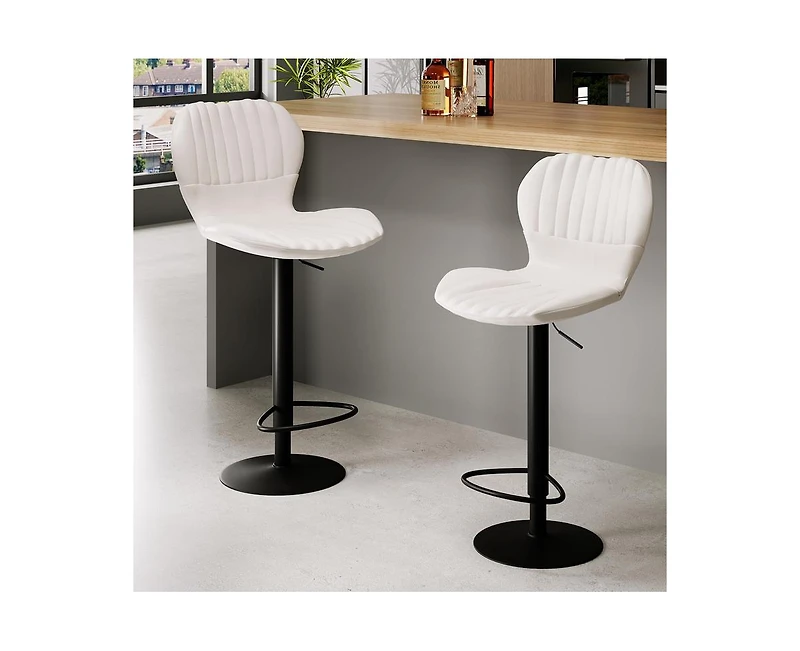 Set of 4 Modern Adjustable Swivel Bar Stools with High Backrest - Easy 5-Minute Assembly for Kitchen Island, Dining Room, and Home Bar