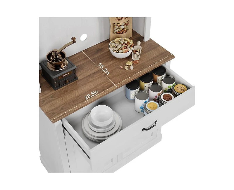 gaomon Kitchen Pantry Cabinet, 71" Tall Kitchen Hutch Storage Cabinet with Microwave Stand