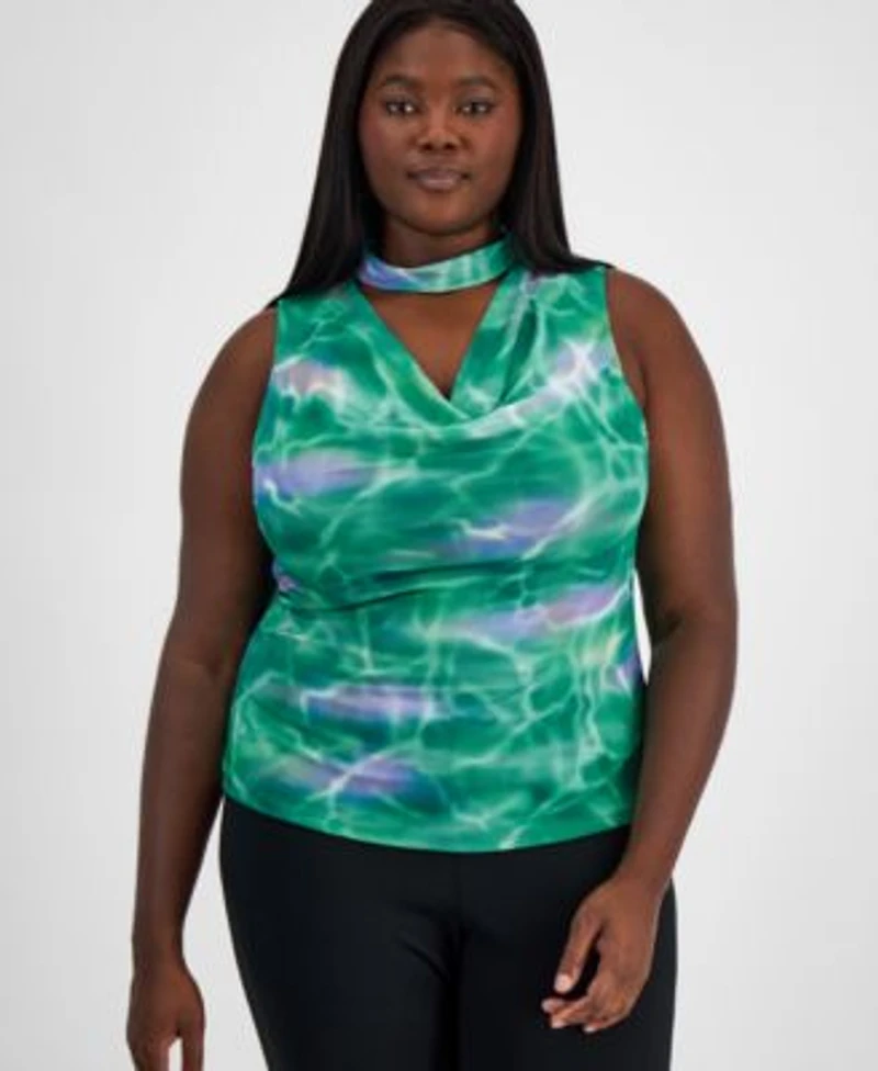 Bar Ii Trendy Plus Size Cowl Neck Cutout Sleeveless Top High Rise Ponte Side Zip Capri Pants Exclusively At Macys