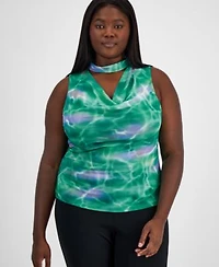 Bar Ii Trendy Plus Size Cowl Neck Cutout Sleeveless Top High Rise Ponte Side Zip Capri Pants Exclusively At Macys