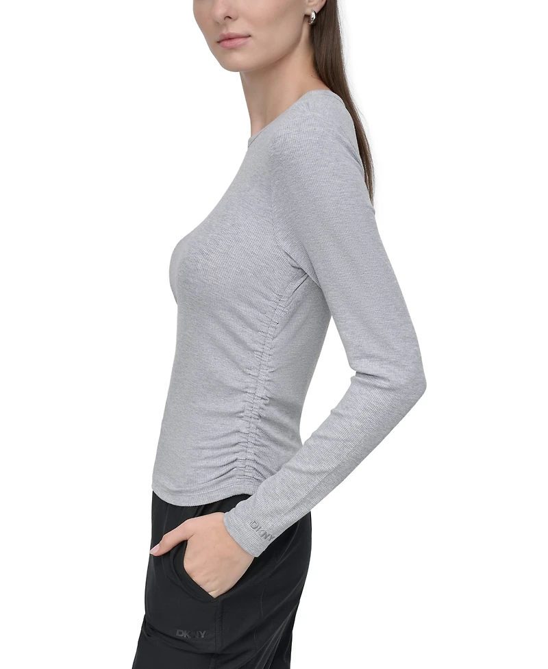Dkny Sport Women's Ribbed Ruched Top