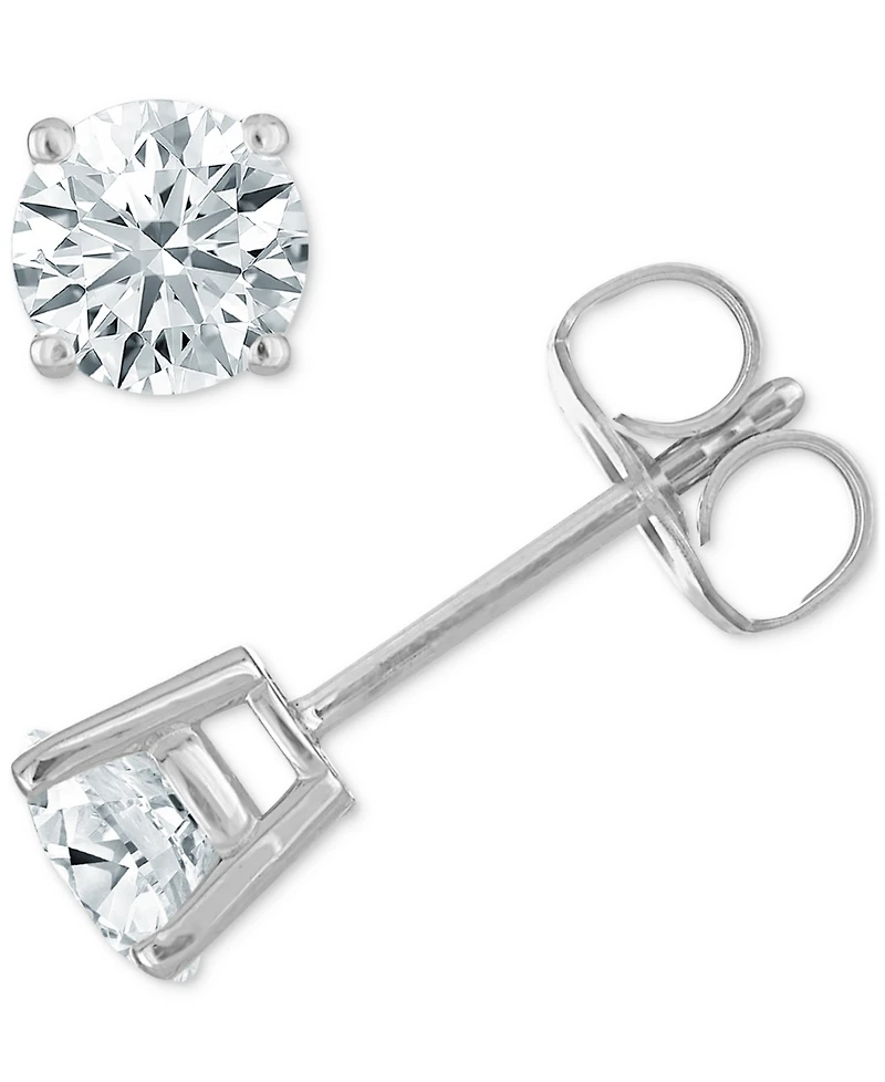 Diamond Four Prong Stud Earrings (3/8 ct. tw) 14k White Gold or