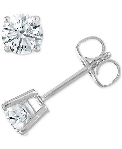 Diamond Four Prong Stud Earrings (3/8 ct. tw) 14k White Gold or