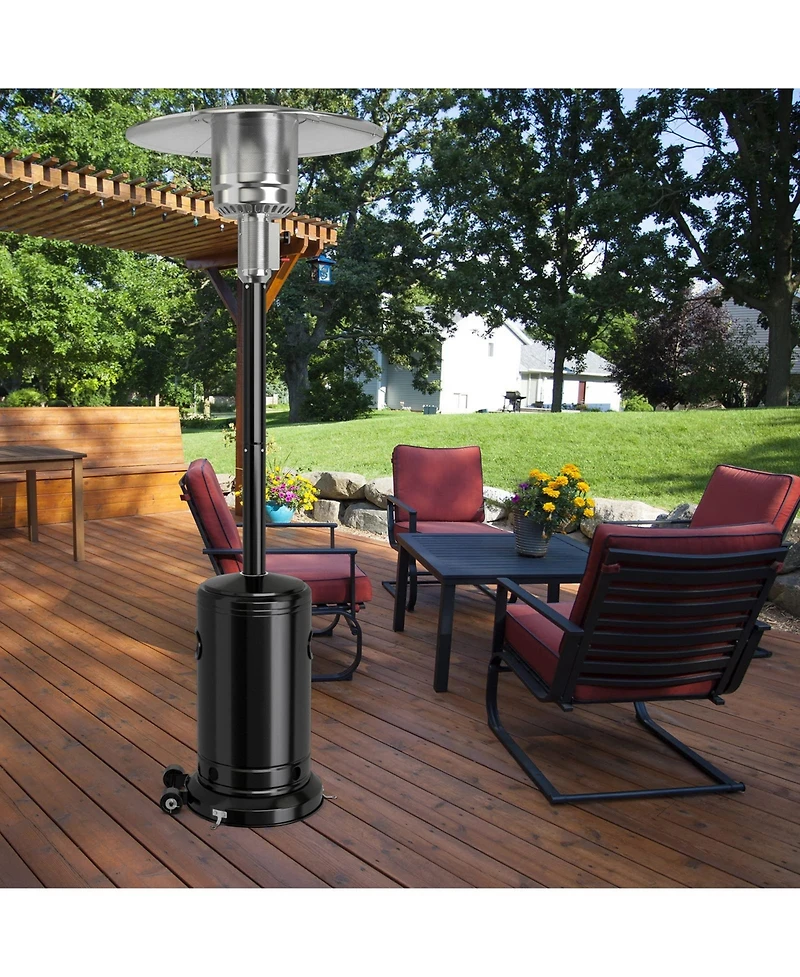 Skonyon 50000 Btu Stainless Steel Propane Patio Heater with Trip over Protection-Black