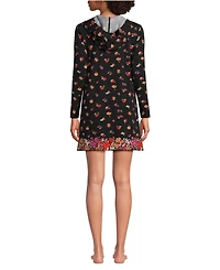 Lands' End Women's Cotton Jersey Long Sleeve Hooded Swim Cover-up Dress