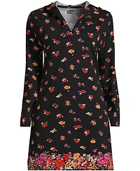 Lands' End Women's Cotton Jersey Long Sleeve Hooded Swim Cover-up Dress