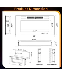 Skonyon 50 Inch Ultra-Thin Electric Fireplace with Decorative Crystals