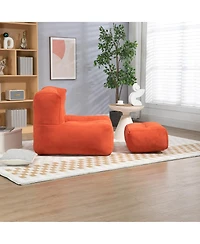 Fluffy Bean Bag Chair with Ottoman, Super Soft Lazy Sofa for Living Room-The Pop Home