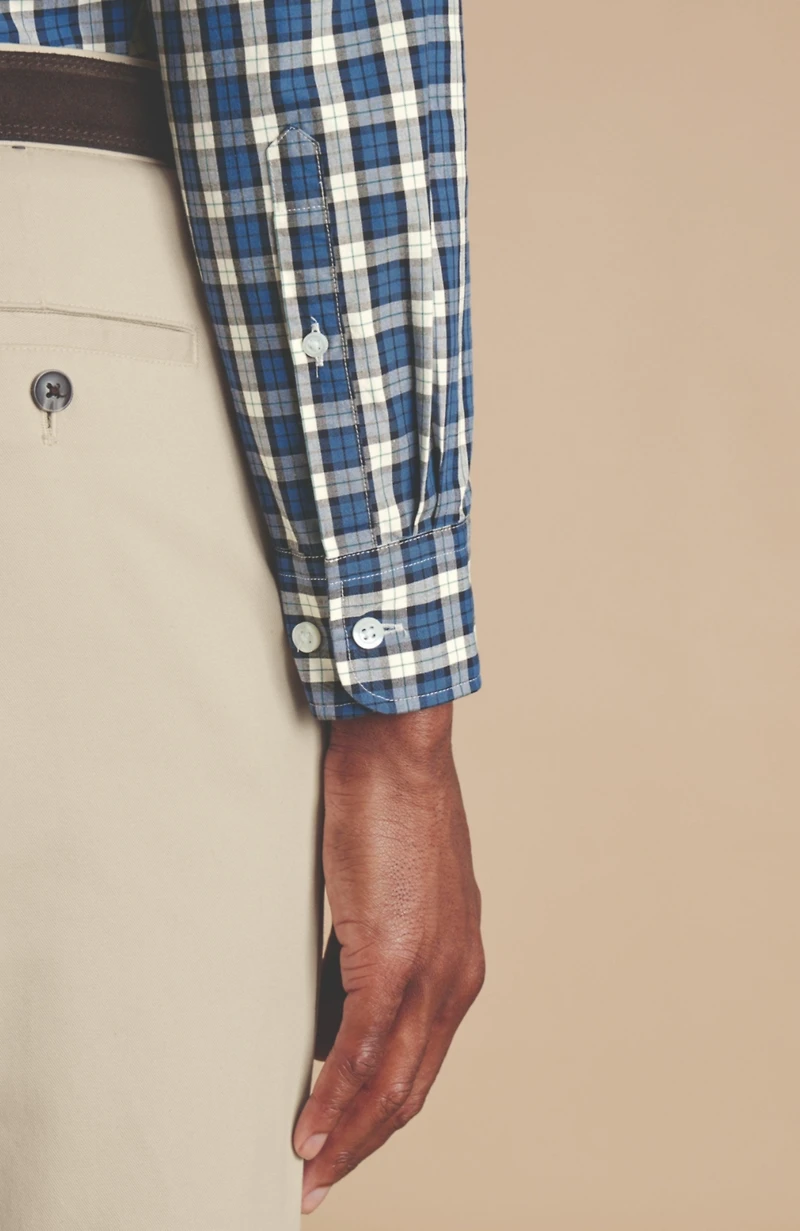 Charles Tyrwhitt Men's Slim Fit Plaid Check Non-Iron Stretch Poplin Shirt