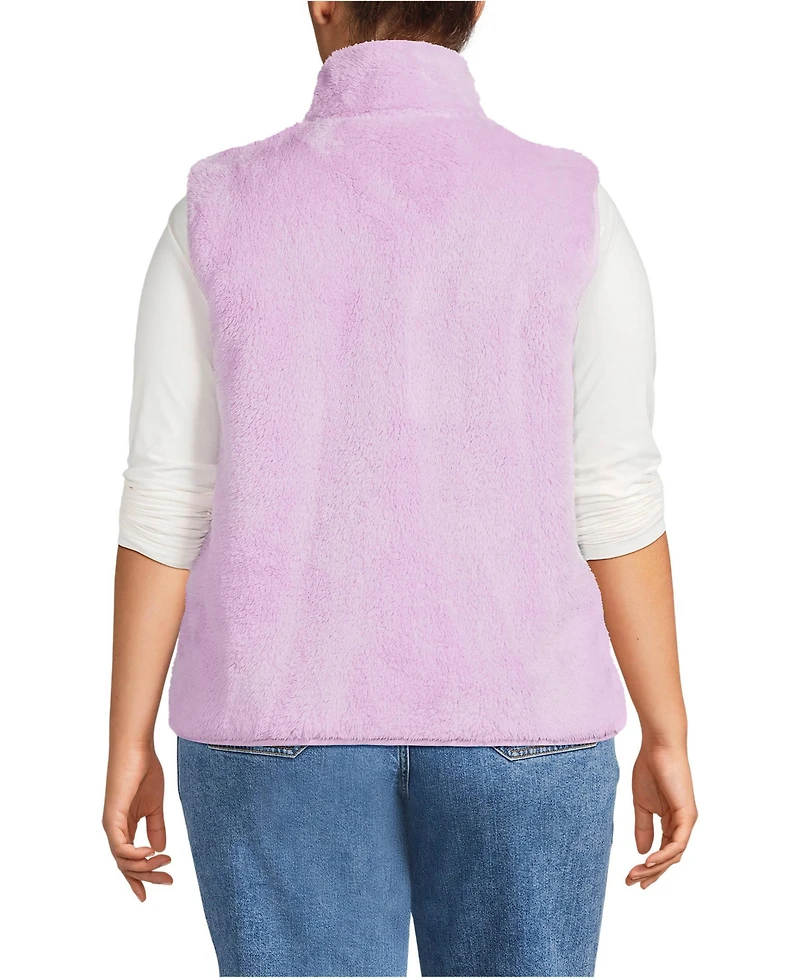 Lands' End Plus Cozy High Pile Fleece Vest