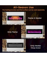 Sugift 60 Inch Ultra-Thin Electric Fireplace with Decorative Crystals