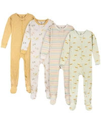 Gerber Toddler Boys' Snug Fit Footed Pajamas, 4-Pack, Farm