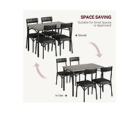 gaomon Dining Table Set for 4, Kitchen with 4 Upholstered Chairs, 5 Piece Rectangular Room Set, Small Space, Apartment, Home, K