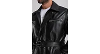 Furniq Uk Men's Leather Trench Coat