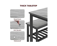 gaomon Dining Table Set for 4, Modern Kitchen Table with Bench and Chairs, 4 Piece Dining Room Table with Storage Rack for Small Spaces