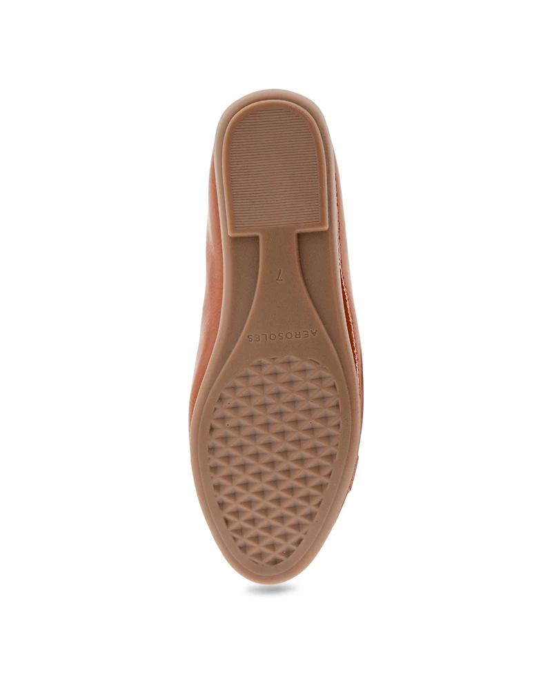 Aerosoles Women's Bentley Buckle Flats - Tan Patent Crinkled Faux Leather