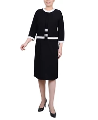 Ny Collection Petite Elbow Sleeve Colorblocked 2 Piece Dress Set