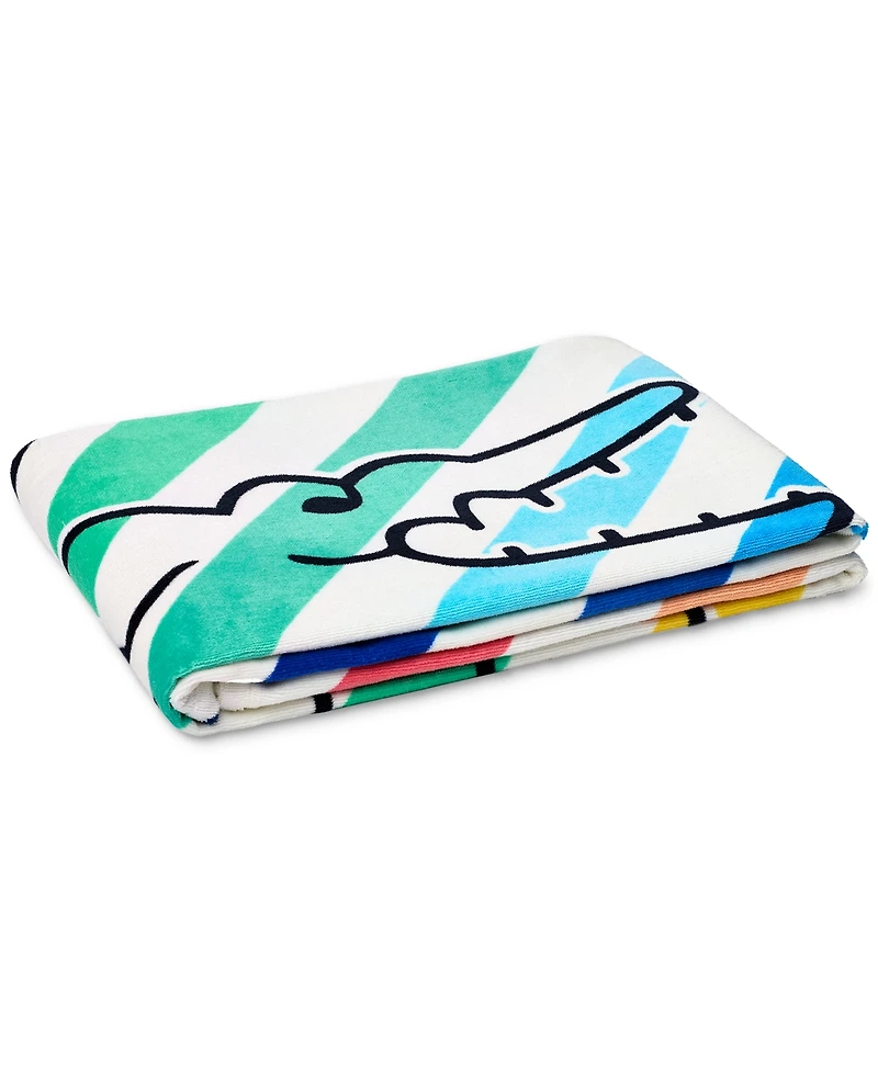Lacoste Home Rainbow Big Croc Cotton Beach Towel, 36" x 72"