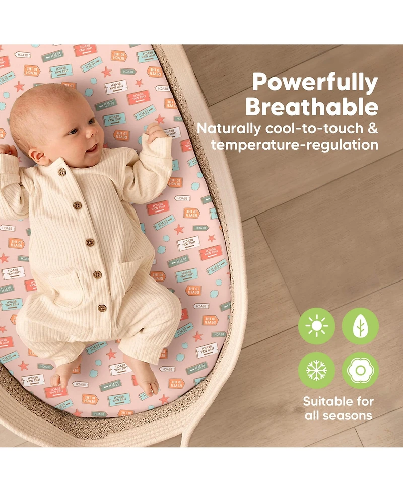KeaBabies Bassinet Sheet for Baby Girls, Boys, 2-Pack Isla Fitted Sheets, Mattress Sheets