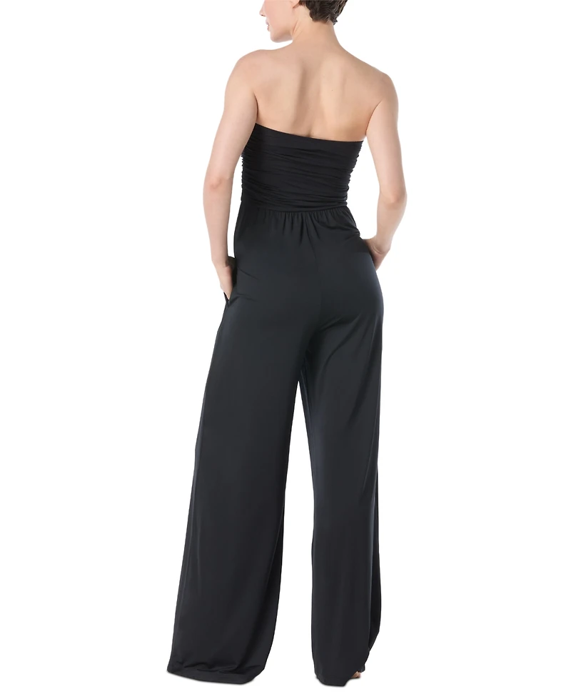 Carmen Marc Valvo Women's Ruched Jumpsuit Swim Cover-Up