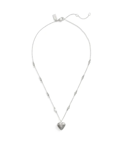 Coach Cubic Zirconia Signature Quilted Heart Pendant Necklace