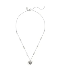 Coach Cubic Zirconia Signature Quilted Heart Pendant Necklace