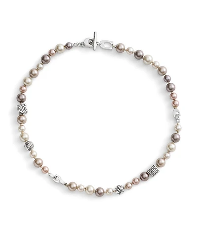 Coach Faux Stone Signature Mixed Cultivated Pearl Collar Necklace