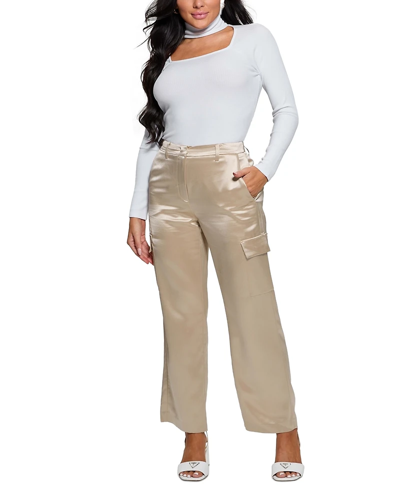 Guess Women's Tori Long-Sleeve Ribbed Cutout-Detail Top