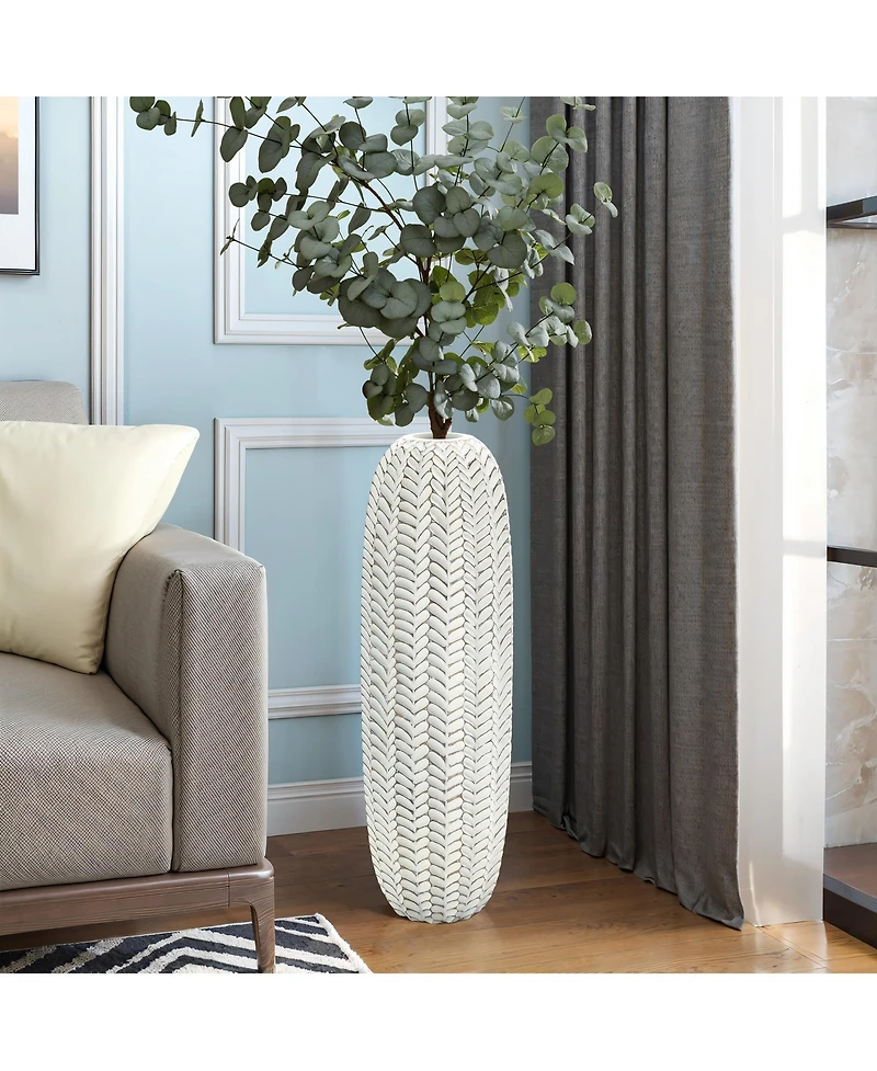 LuxenHome Modern Geometric Pattern Polyresin -Inch Tall Cylinder Vase
