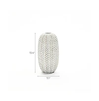 LuxenHome Modern Geometric Pattern Polyresin -Inch Tall Cylinder Vase