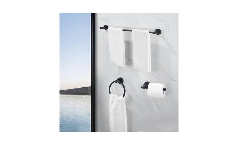 Slickblue Bathroom Hardware Set Towel Bar, Toilet Paper Holder, and Hooks for Modern Decor