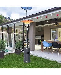 Sugift Outdoor Heater Propane Standing Lp Gas Steel with Table & Wheels