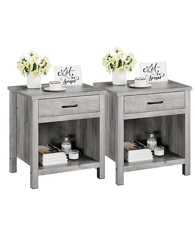 gaomon Nightstand Set of 2, Night Stand Bedside Table with Drawer and Storage Shelf