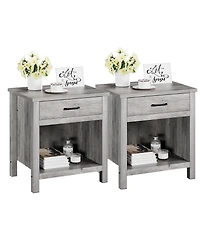 gaomon Nightstand Set of 2, Night Stand Bedside Table with Drawer and Storage Shelf