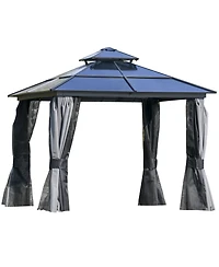 Outsunny 10x12 Hardtop Gazebo Permanent Pavilion, Light