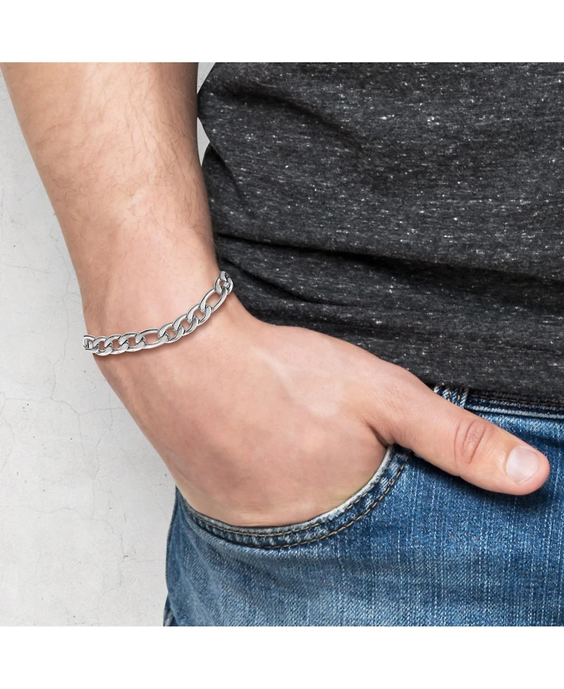 Lucky Brand Stainless Steel Figaro Chain & Bracelet Set - Classic Jewelry for Men