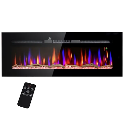 Homcom 50" Recessed or Wall Mounted Electric Fireplace w/ Remote Control