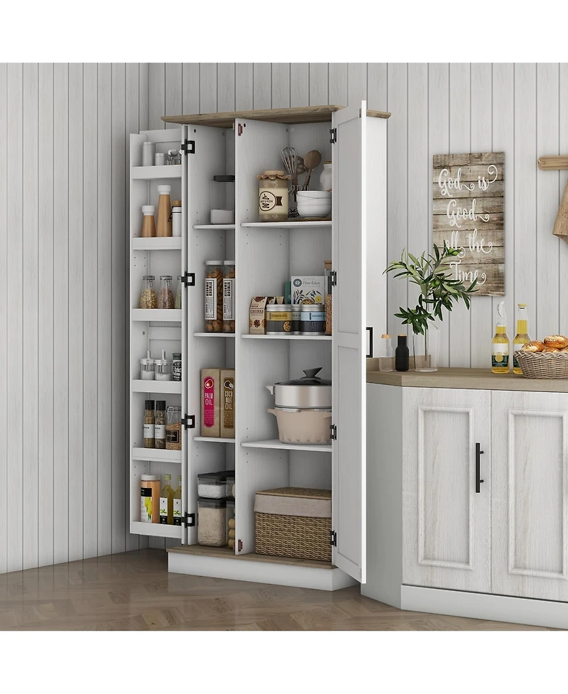 Homcom 70" Tall Kitchen Pantry Storage Cabinet with Spice Racks,