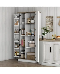 Homcom 70" Tall Kitchen Pantry Storage Cabinet with Spice Racks,