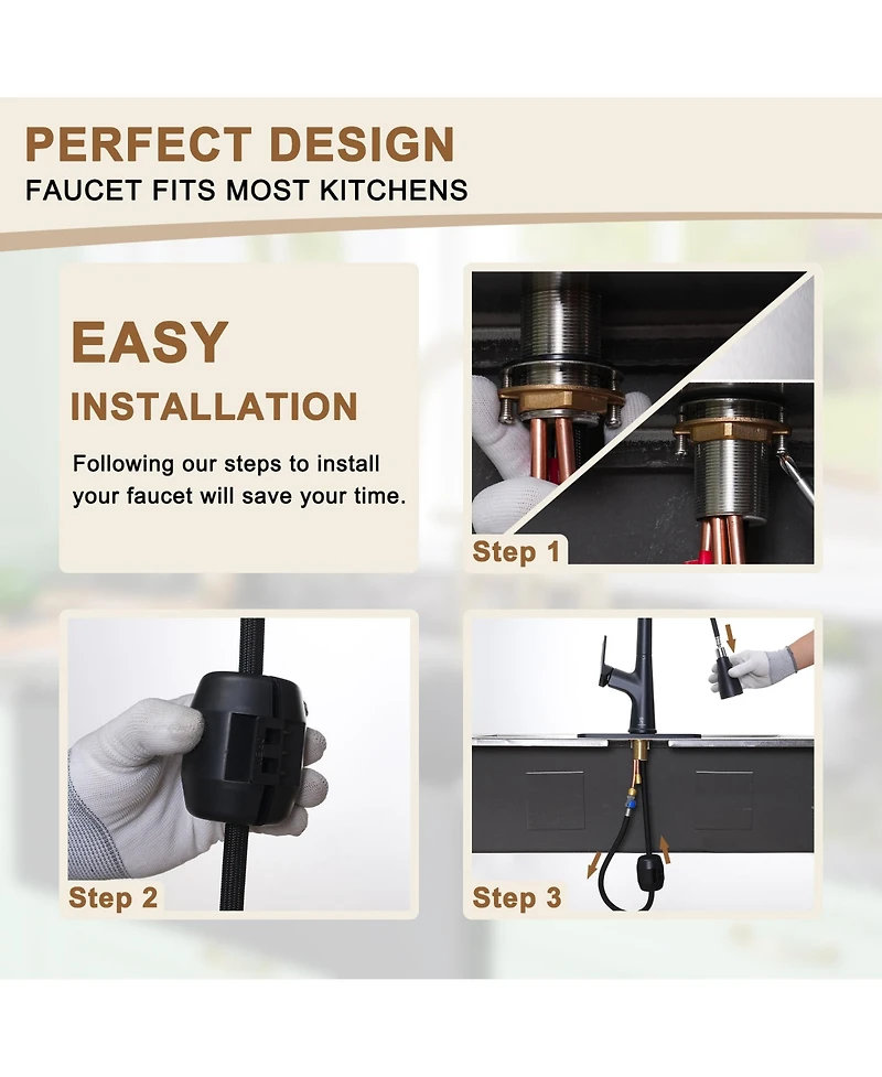Casainc Single-Handle Pull-Down Sprayer Kitchen Faucet with Digital Display