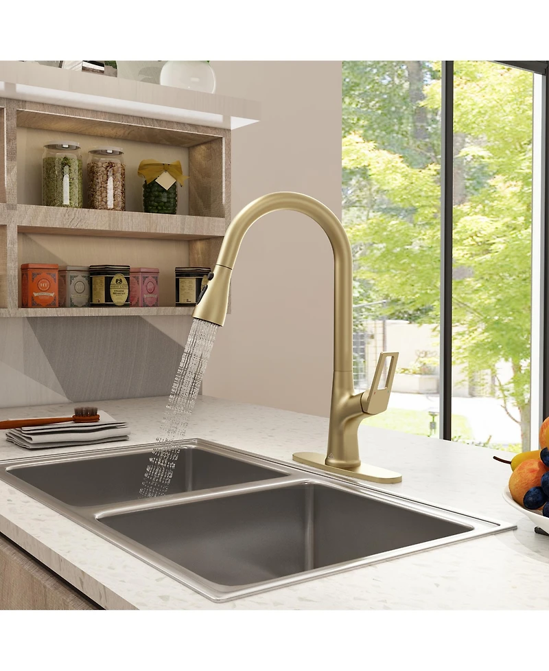 Casainc Single-Handle Pull-Down Sprayer Kitchen Faucet with Digital Display