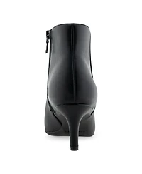 Aerosoles Edith Ankle Mid Heel Booties - Black Faux Leather