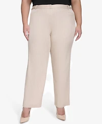 Dkny Plus Size Pinstriped Modern-Fit Bootcut Pants