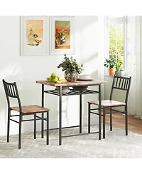 Homcom 3-Piece Small Dining Table Set with Built-in Storage Rack,