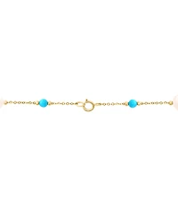 Effy Cultured Freshwater Pearl (6mm) & Turquoise 18" Collar Necklace in 14k Gold