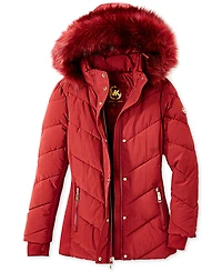 Michael Michael Kors Women's Faux-Fur-Trim Hooded Puffer Coat, Created for Macy's