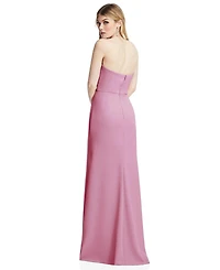After Six Plus Strapless Pleated Faux Wrap Trumpet Gown with Front Slit