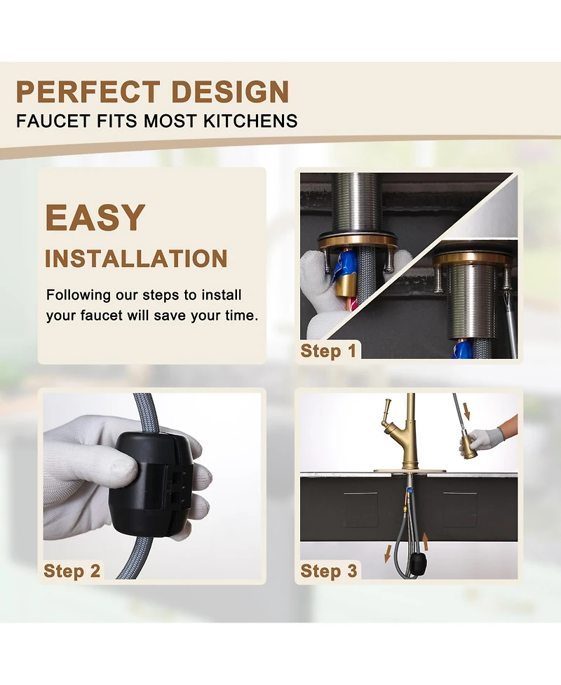 Casainc 1.8 Gpm Single-Handle Pull-Down Kitchen Faucet Single Hole