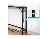 Gaomon Slim Console Table with Built-in Outlets, Narrow Console Table for Small Spaces, Behind Your Couch or in Tight Areas. Industrial-Style Sofa Tab