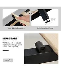 Sugift Full Platform Bed with High Headboard and Wooden Slats